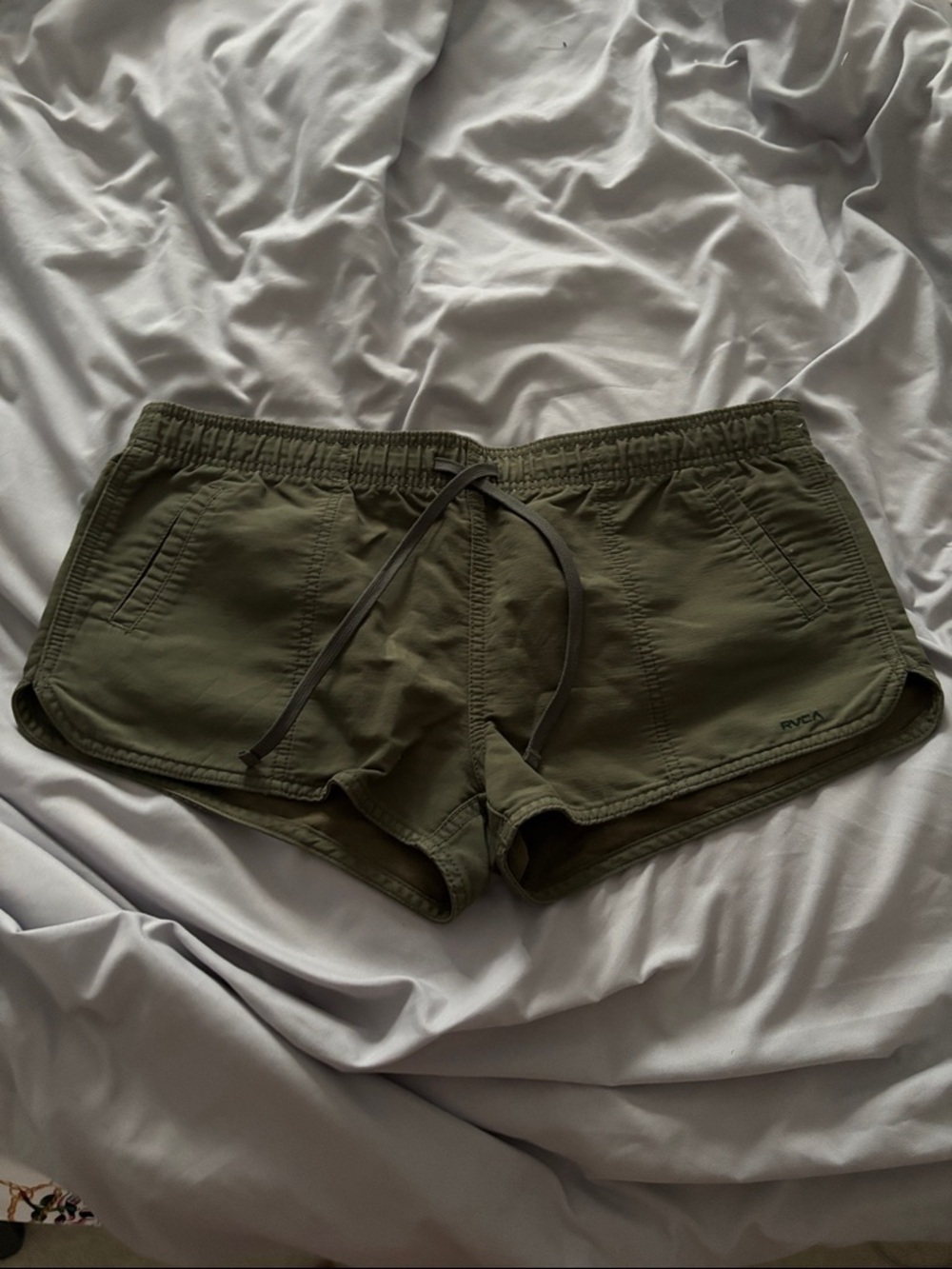 RVCA Olive Green Athletic Drawstring Shorts